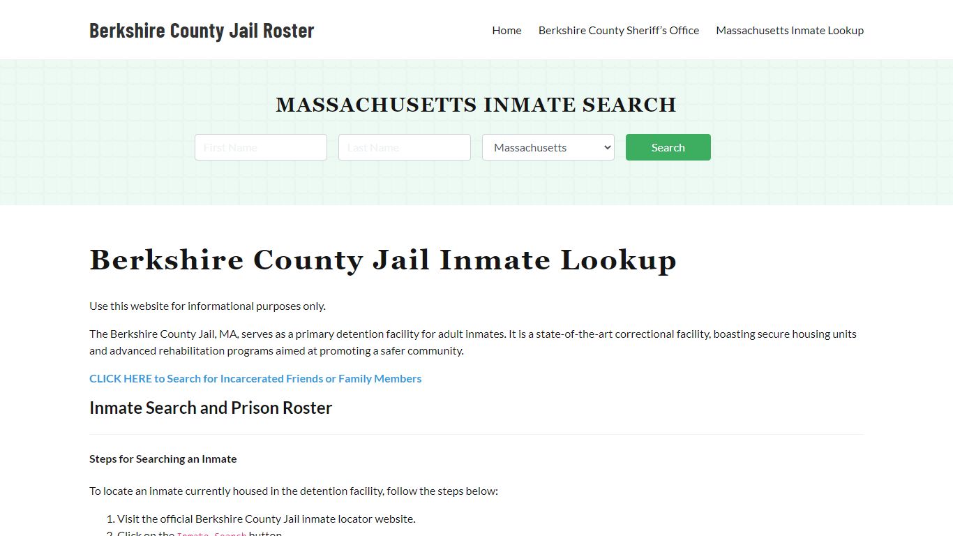 Berkshire County Jail Roster Lookup, MA, Inmate Search